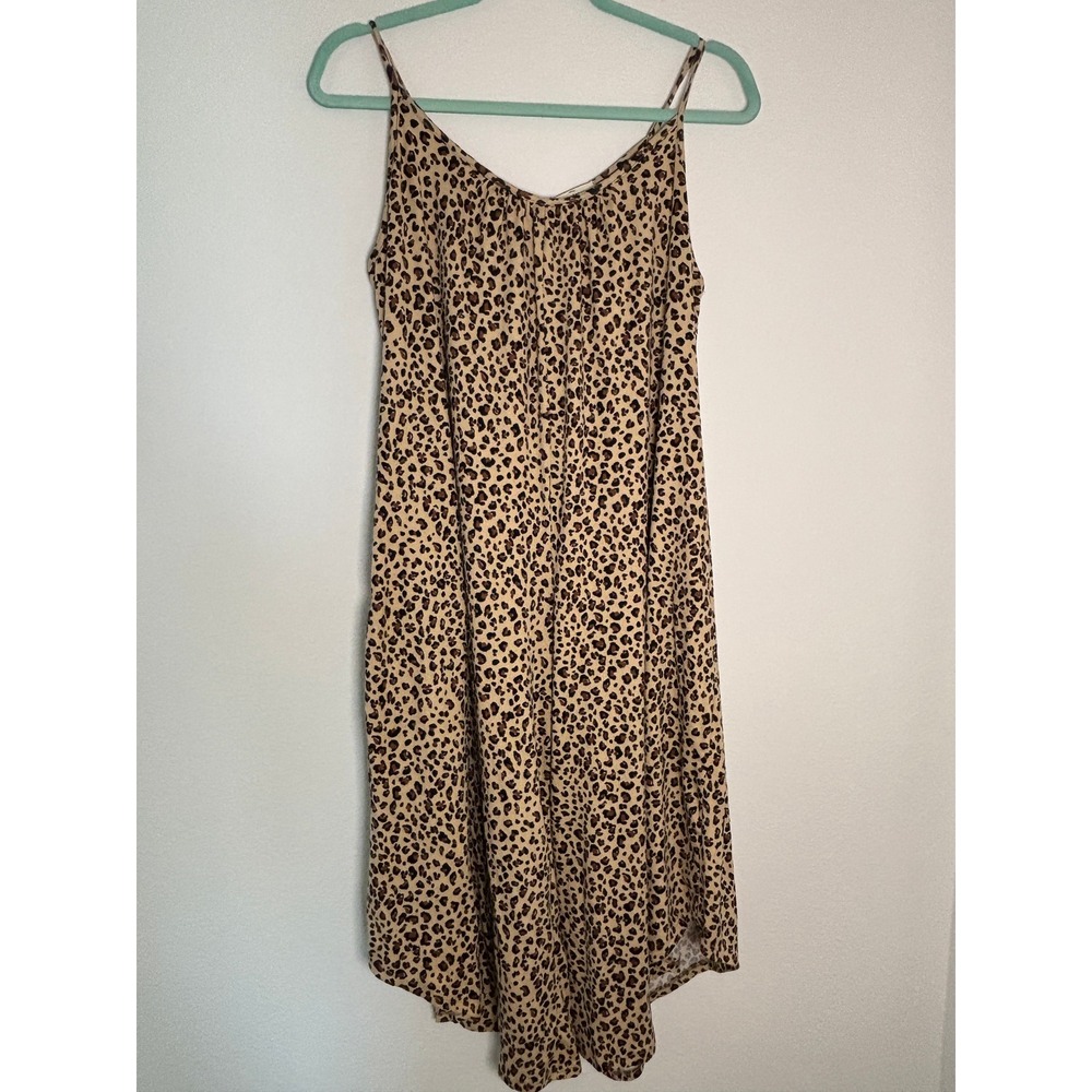 Entro Leopard Print Wide Leg Jumpsuit Spaghetti Strap Animal Print Brown Tan‎